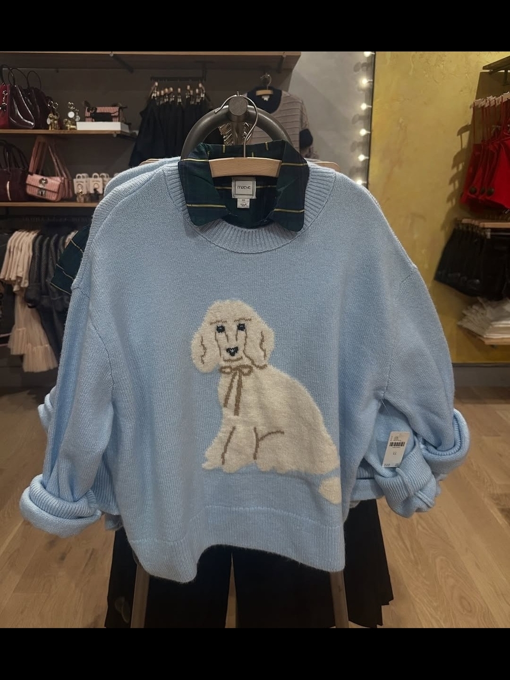 Maeve Light Blue Sweater with Cream Puppy Motif - Picture 2 of 4